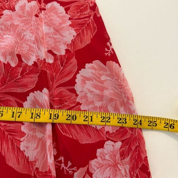 INC Red & Pink Asymmetrical Hem Ruffled Midi Dress Sz 12, Soft Girl, Ethereal - Picture 13 of 15